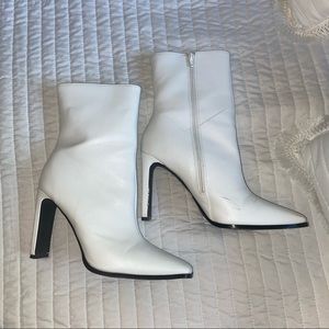 Tall white ankle boots